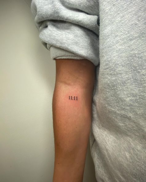 Fine line tattoo, tiny tattoo, small tattoo, number tattoo, 11:11 Roman Numeral Tattoo On Ribs, Fine Line Number Tattoo, 11:11 Tattoo, 11:11 Tattoo Ideas, 11 11 Tattoo, Tattoo Number, Tattoo Tiny, Roman Numeral Tattoos, Capricorn Tattoo