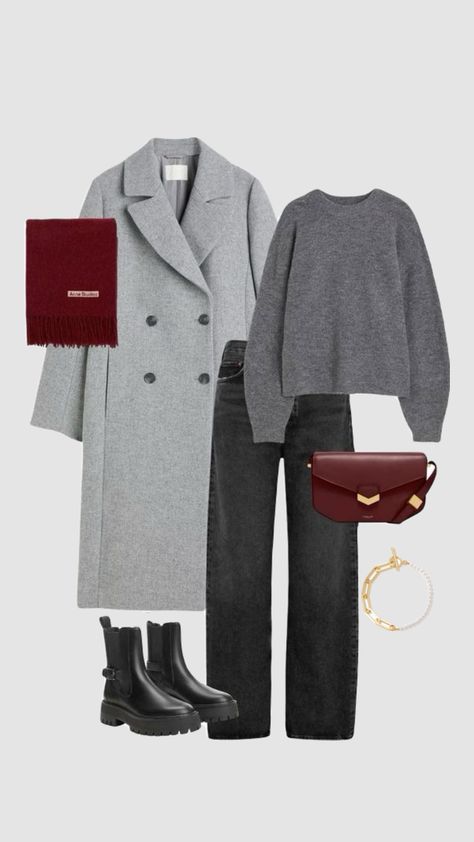 Christmas Shopping Outfit, Grey Coat Outfit, Capsule Wardrobe Women, Casual Work Outfits Women, Classy Winter Outfits, Winter Fashion Outfits Casual, Mode Casual, Casual Work Outfits, Mode Hijab