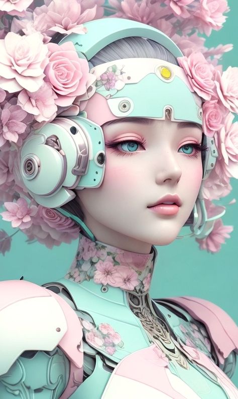 Pastel Cyberpunk Aesthetic, Pastel Techwear, Cyberpunk Flower, Pastel Cyberpunk, Pink Techwear, Purple Cyberpunk, Kawaii Cyberpunk, Computer Building, Kawaii Alt