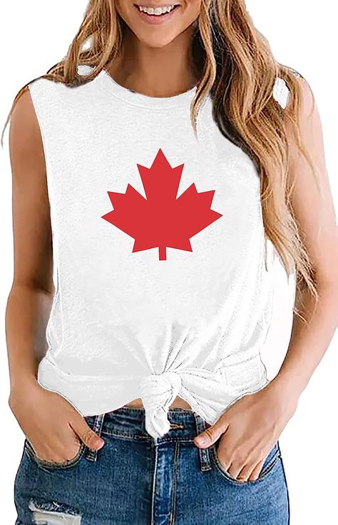 Canada day shirt canadian maple leaf short sleeve is made of cotton blend. Enjoy a smooth soft touch. Funny canada shirt, maple leaf graphic top, women patriotic sleeveless top. Womens canadian maple leaf shirt, funnny maple leaf graphic tee top, teen girl canadian pride short sleeve, women 1st july gift t-shirt. Canada Day Shirts, Pride Tees, Canada Day, Graphic Top, Sleeveless Tshirt, Graphic Tank Top, Day Dresses, Sleeveless Top, Cotton Blend