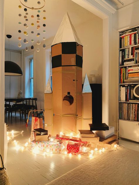 Large Rocket Ship, Cardboard Rocket Ship, Nasa Party, Space Vbs, Vbs Space, Arizona Christmas, Stellar Vbs, Cardboard Rocket, Bible Themes