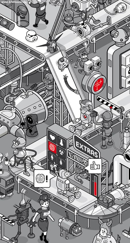 Factory Illustration, Smart Factory, Robot Factory, Isometric Drawing, Arte Alien, Industrial Factory, 강아지 그림, Isometric Art, Isometric Design