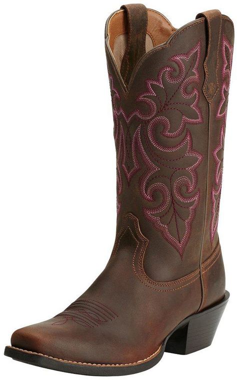 Round Up Square Toe 11" Cowgirl Boots Womens Ariat Boots, Ariat Cowgirl Boots, Cowgirl Boots Square Toed, Classic Black Boots, Brown Cowgirl Boots, Wedding Shoes Boots, Botas Western, Square Toe Cowboy Boots, Square Toe Western Boots