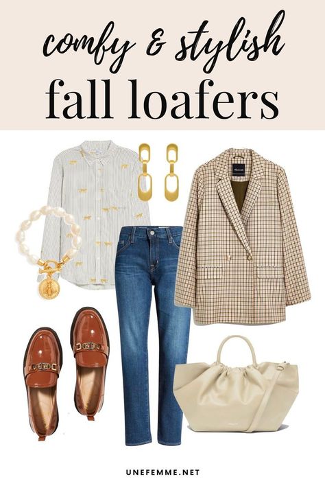 Elevate your casual outfits this fall with comfortable & chic loafers. Fall's best loafer styles for women. Womens Loafers Oxfords & Loafers, Tan Leather Loafers Women Outfit, Outfits With Tan Loafers, Camel Loafers Outfit Women, Brown Leather Loafers Womens Outfit, Tan Suede Loafers Outfit Women, Light Brown Loafers Outfit, Cognac Loafers Outfit Women, Outfits With Brown Loafers