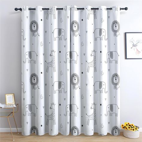 Lion Elephant Giraffe Blackout Curtains, Star Heart Bedroom Curtains & Living Room Curtains 46 x 54 Inch 2 Panels Set, Thermal Eyelet Drapes Decorative Patterned Window Treatments 54 Drop (Gv-&114) Heart Bedroom, Patterned Window Treatments, Living Room Curtains, Bedroom Curtains, Curtains Living, Room Curtains, Curtains Bedroom, Curtains Living Room, Blackout Curtains