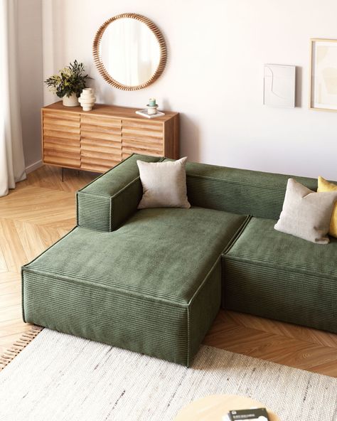 Living Verde, Sofa Verde, Sofa Cord, Cord Sofa, Modern Living Room Sofa Set, Green Sofa Living, Green Sofa Living Room, Corduroy Upholstery, Cosy Sofa