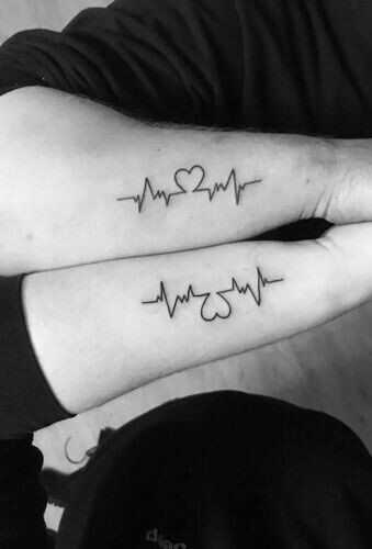 Tattoo Mother Daughter, Tattoo Mother, Him And Her Tattoos, Mother Daughters, Heartbeat Tattoo, Ring Finger Tattoos, Shape Tattoo, Mother Tattoos, Matching Couple Tattoos