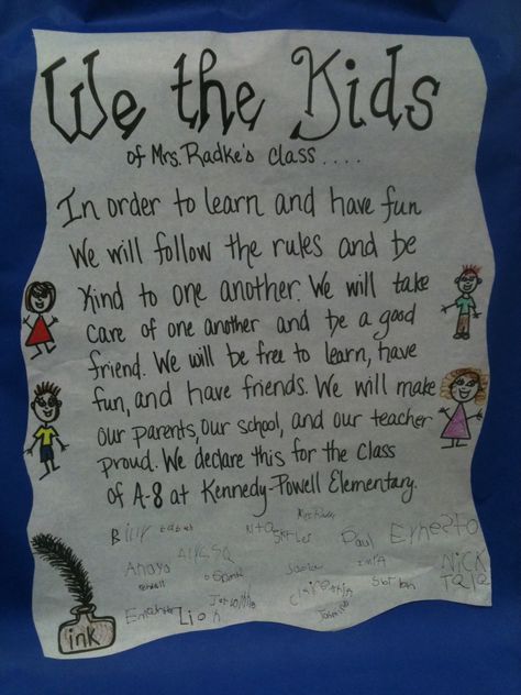 For constitution day, we read We The Kids and watched Charlie Brown’s The Birth of The Constitution. We wrote our own preamble for our class based upon the book. I was very impressed with what they came up with. How do you teach your little friends about the constitution? Update: Since writing this blog post, I decided … Classroom Constitution, Class Constitution, Class Awards, 3rd Grade Social Studies, Classroom Helpers, Daily List, Kindergarten Social Studies, 5th Grade Social Studies, Constitution Day