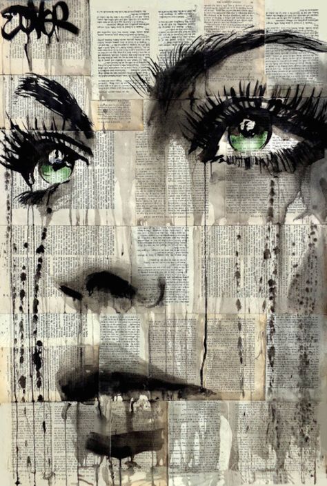 Realistic Women Portraits on Newspapers – Fubiz Media Loui Jover Art, Nova Art, Journal D'art, L'art Du Portrait, Draw Realistic, Loui Jover, Newspaper Art, Siluete Umane, Painting Media