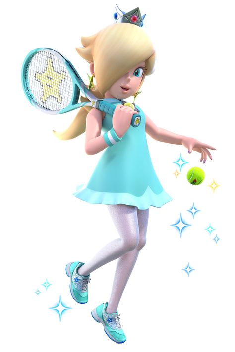 Rosalina from Mario Tennis Aces #illustration #artwork #gaming #videogames #characterdesign Tennis Outfit, Super Mario, A Girl, Mario, Tennis, Blue