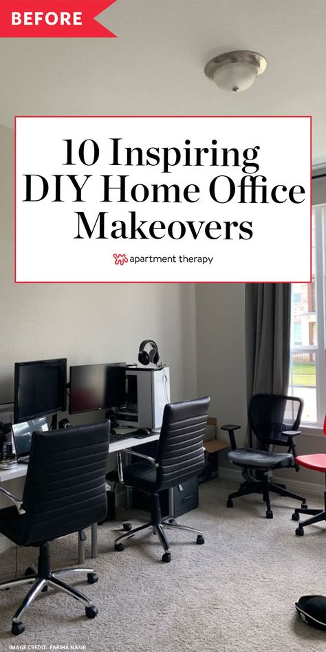 Here are 10 of our favorite home office redos to inspire your work-from-home setup. #workfromhome #homeoffice #officeideas #homeofficeideas #workpace #homeworkspaces #workideas #homeofficedecor #homeofficeideas #officefurniture #officemakeover Multiple Screen Home Office, Multi Screen Home Office, Work From Home Computer Setup, Home Office With Two Monitors, Work From Home Set Up In Bedroom, Home Office Multiple Monitors, Desk With Multiple Monitors, Home Office Computer Setup, Multipurpose Home Office