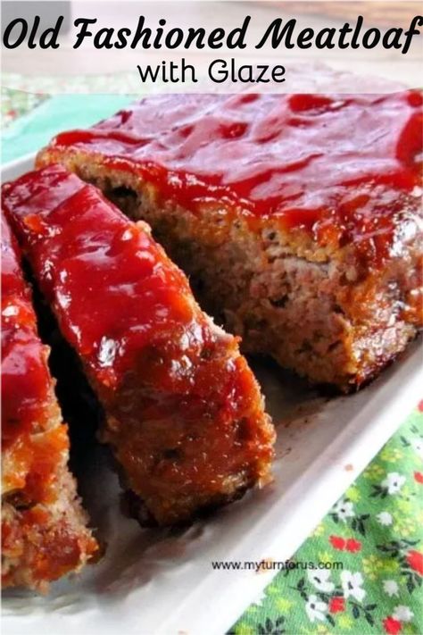 Old fashioned Meatloaf recipe like the one grandma used to make. This simple meatloaf recipe with a glaze for any weeknight dinner. This recipe could also be made into a ground chicken or turkey meatloaf. #Meatloaf #SimpleMeatloaf #OldFashionedMeatloaf #ClassicMeatloaf #TurkeyMeatloaf #MeatloafWithGlaze #MeatloafGlaze #GlazedMeatloaf #myturnforus Meatloaf Glaze Recipe, Simple Meatloaf Recipe, Meatloaf Recipe With Crackers, Simple Meatloaf, Meat Loaf Recipe, Old Fashioned Meatloaf, Meatloaf Recipes Pioneer Woman, Pioneer Woman Meatloaf, Chicken Meatloaf