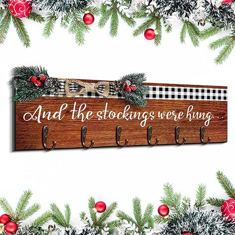 Wood Christmas Stocking Holder, Multiple Stocking Display, Christmas Stocking Wall Decor, Cricut Stocking Hanger, Stocking Holder Board, Where To Hang Stockings Ideas, Diy Wood Stocking Holder, Diy Stocking Hangers For Wall, Christmas Stocking Wall Hanger