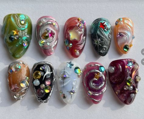 Junk Nails, Nail Art For Beginners, Heart Nail Art, Pretty Gel Nails, Really Cute Nails, Kawaii Nails, Manicure Y Pedicure, Heart Nails, Dream Nails