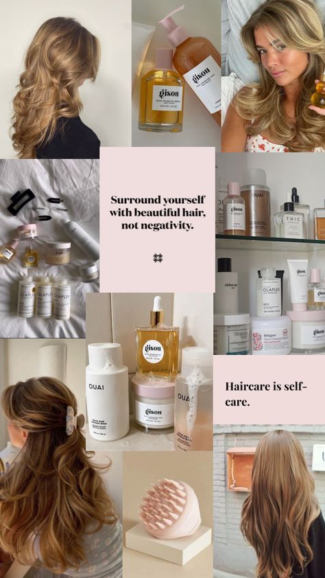 Hair Care Wallpaper, Hair And Skin Care Aesthetic, Hair Care Vision Board Pictures, Hair Care Vision Board, Self Care Moodboard, Pink Pilates Princess Outfits, Pink Pilates Princess Aesthetic, Pilates Princess Aesthetic, Workout Looks