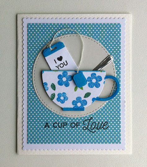 Tea Party Cards Ideas, Tea Cup Card Template, Cup Cards Ideas, Cards With Tea Cups, Tea Cup Cards Ideas, Tea Cards Handmade, Tea Cup Cards Handmade, Tea Birthday Cards, Coffee Themed Cards