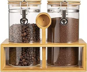 Kitchen Counter Coffee Station, Coffee Bean Storage, Coffee Canisters, Coffee Container, Coffee Storage, Coffee Canister, Coffee Scoop, Glass Storage Jars, Organization Decor