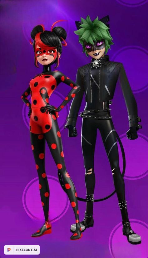 Miraculous Ladybug Shady Bug, Claw Noir Miraculous, Emo Ladybug, Shadybug X Claw Noir, Claw Noir And Shady Bug, Shady Bug And Claw Noir Fanart, Shadybug And Claw Noire, Miraculous Shadybug, Miraculous Ladybug Characters