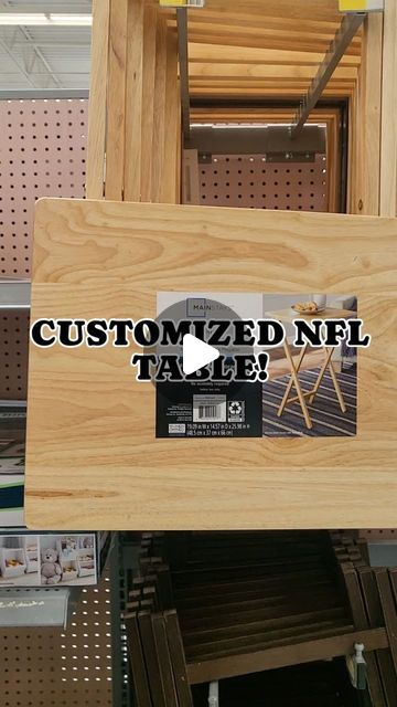 Shante Johnson on Instagram: "WATCH ME MAKE THIS CUSTOM NFL TABLE!😊🏈🏈  LINK IN BIO 🔗  #smallbusinessowner #reels #viral #explorepage #fyp #giftsforher #giftsforhim #giftsforeveryone #shopsmall #diaperbouquet #nolacreationstation #crafter #moneybouquet #babyshowergifts#moneyballoon #nfltable #customizedtable" Diy Nfl Crafts Ideas, Nfl Crafts, Diaper Bouquet, Money Bouquet, Nfl Gifts, Diy Resin Art, Adult Crafts, Diy Resin, Crafting Ideas