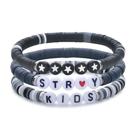 PRICES MAY VARY. KPOP Bracelet Merch Outft Stray Fans Gifts for women men ✦ GIFTS FOR STAY FANS✦ KPOP Bracelet handmade of Polymer clay beads and word beads. ✦FLEXIBLE SIZE✦Flexible design to fit any wrist ✦BEST GIFT✦KPOP Bracelet is the Best Gift For STAY Fans,or which could be sent as gift to women men, students, friends, which is also suitable as Christmas, Anniversary Day, Thanksgiving Day, Valentines Day Wedding, Birthday and New Year gifts. ✦SERVICE GUARANTEE✦ : If you are not satisfied wi Friend Bracelets Beads, Skz Bracelet Ideas Clay Beads, Birthday Beaded Bracelet, Seventeen Inspired Bracelets, Xmas Bracelet Ideas, Stray Kids Beaded Bracelet, Bucky Barnes Bracelet, Cute Friendship Bracelets Beads, Boy Bracelet Ideas