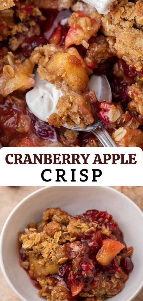 This cranberry apple crisp recipe uses fresh cranberries as well as apples to bring you the perfect dessert for the holiday season. It is sweet, tangy, crispy and oh so delicious! Orange Cranberry Loaf, Cranberry Apple Crisp, Apple Cranberry Crisp, Dutch Apple Pie Recipe, Crisp Topping, Apple Crisp Recipe, Cranberry Apple, Fruit Crisp, Apple Crisp Recipes