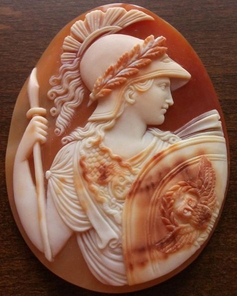 Antique Cameos - Cameo - old victorian, shell, coral and hardstone cameos, vintage jewellery Daughter Of Zeus, Roman Gods, Athena Goddess, Art Ancien, Cameo Jewelry, Vintage Cameo, Carved Shell, Historical Artifacts, Victorian Jewelry