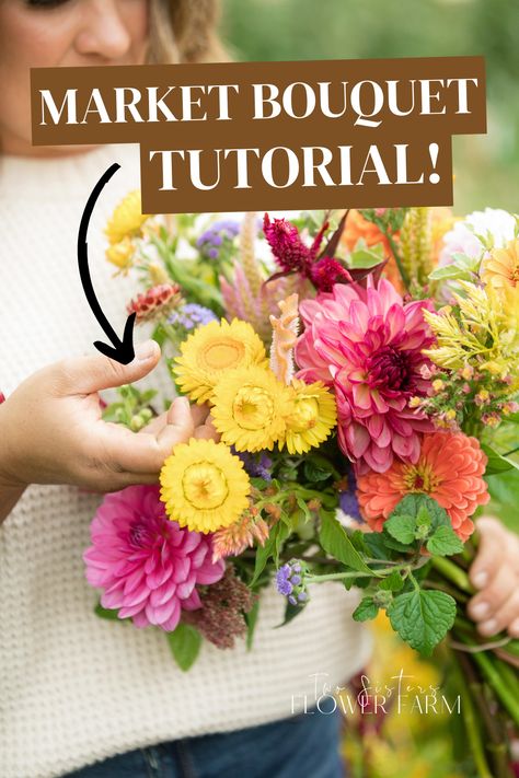 How To Make Fresh Flower Bouquets, Focal Flowers For Bouquet, How To Arrange A Bouquet Of Flowers, Market Flower Bouquet, How To Create A Bouquet Of Flowers, Cut Flower Bouquet Recipe, How To Make Bouquets, Making A Flower Bouquet, Floral Recipes Flower Arrangements