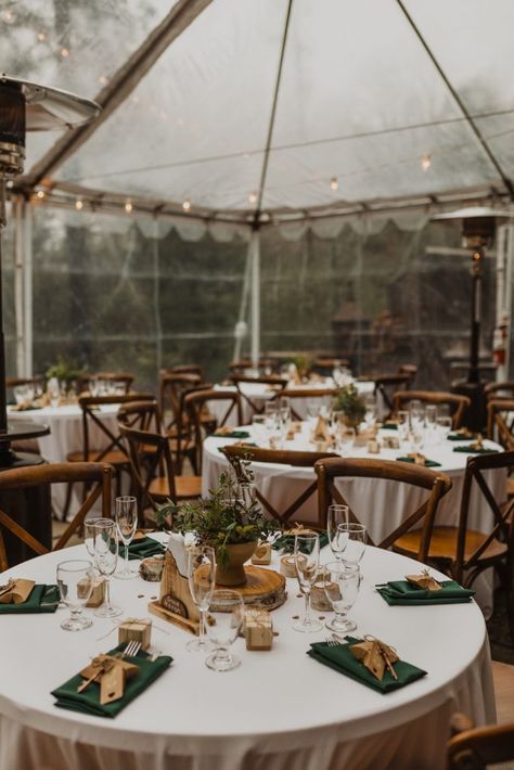 Green Outdoor Wedding Theme, Mountain Wedding Centerpiece Ideas, Wedding Green Table Decor, Green Outdoorsy Wedding, Forest Wedding Cocktail Hour, Emerald Green Mountain Wedding, Wedding Decor Mountain, Wedding Inspiration Mountain, Mountain Wedding Decorations Table