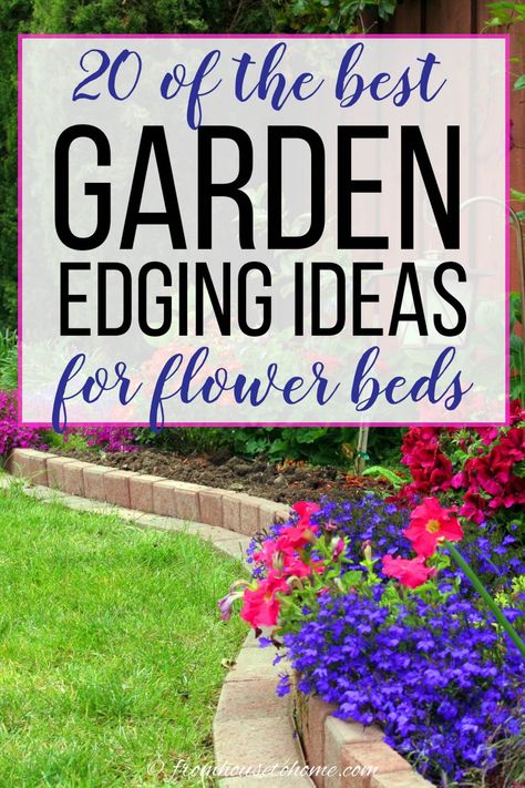 Whether you're on a budget, looking for something modern, or want something unique, this list of garden edging ideas has inspiration for all. Ideas For Flower Beds, Flower Bed Decor Ideas, Wood Garden Edging, Brick Flower Bed, Rock Edging, Stone Flower Beds, Flower Bed Decor, Lawn Ideas, Brick Garden Edging