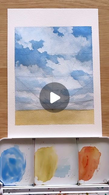 Mallery Jane on Instagram: "How to paint clouds #watercolor #arttutorial #watercolortutorial #arttips #watercolorbeginner #watercolorlandscape" Painting Clouds Watercolor, Cloud Watercolor Paintings, Watercolor Clouds Tutorial, Watercolor Art Sky, Easy Watercolor Paintings Landscapes, Cloud Painting Tutorial, Watercolour Painting Easy, Clouds In Watercolor, Mallery Jane