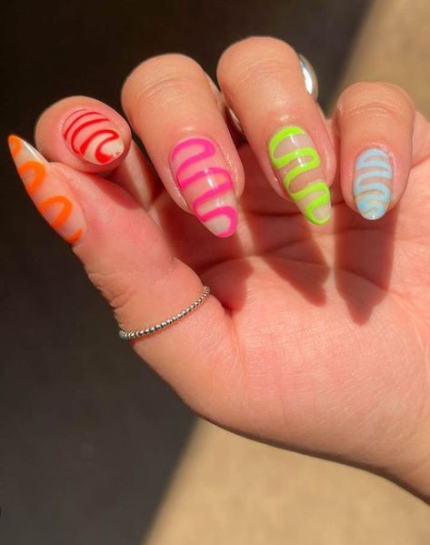 Funky Nail Ideas, Hippie Nail Art, Simple Acrylic Nails, Cat Kuku, Spring Nail, Minimalist Nails, Dream Nails, Fire Nails, Funky Nails