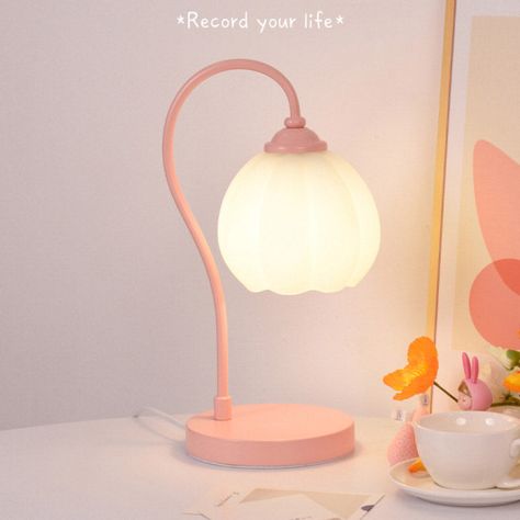 Tulip table lamp bedroom bedside table lamp light luxury high-end simple flower night lightProduct Details -Name: Tulip Flower Table Lamp -Material: iron + glass lampshade -Size: 15.5*36*16cm -Color: white, pink, green -Power supply: 110V~240V -Power: 5W -Light source: LED -Packaging: 1/packRecommended to buy Retro Small Flame Night Light Bubble Princess Table Lamp Room Decor Supplies, Cute Bed Side Lamp, Cute Desk Lamp Aesthetic, Bedroom Decor Flowers, Pink Glass Lamp, Cute Bedside Lamps, Cute Things To Buy For Your Room, Cute Bedside Tables, Pink Decor Room