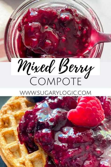 Strawberry Raspberry Compote, Strawberry Blueberry Compote, Mixed Fruit Compote Recipe, Healthy Berry Compote, Triple Berry Compote, Easy Fruit Compote, How To Make Fruit Compote, Mixed Berry Coulis, Frozen Berry Compote Recipe