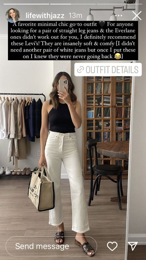 Straight Leg White Jeans Outfit, Ecru Jeans Outfits Summer, White Levis Jeans Outfit, White Straight Leg Jeans Outfits, Ecru Jeans Outfits, Levi Jeans Outfit, Ecru Jeans, Straight Leg Jeans Outfits, White Levis