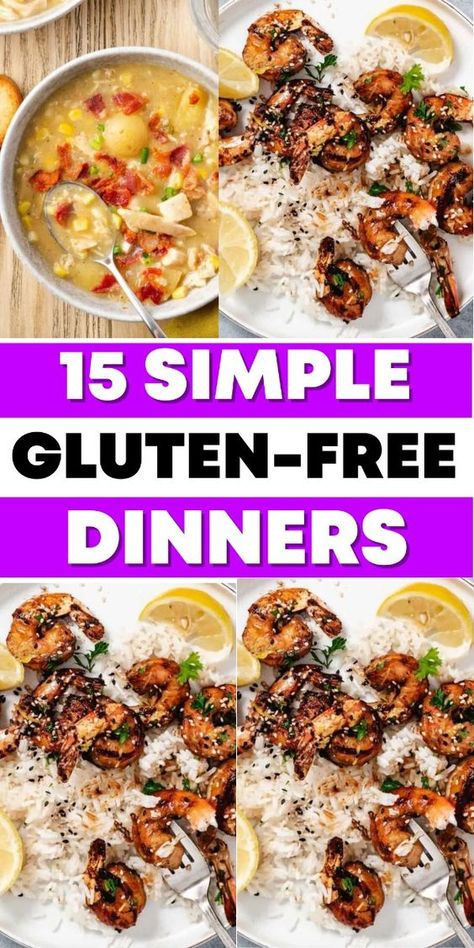 15 Simple Gluten-Free Dinner Recipes: Easy & Tasty Discover 15 simple gluten-free dinner recipes that are easy and tasty, perfect for enjoying delicious meals without gluten. | Simple gluten-free dinner recipes | Easy gluten-free meals | Tasty gluten-free dinner ideas | Gluten-free recipes for dinner | Quick gluten-free dinners | Healthy gluten-free dinner recipes | Delicious gluten-free meals | Easy gluten-free recipes Celiac Recipes Dinner, Easy Gf Dinner, Dinner Recipes Delicious, Healthy Gluten Free Dinner Recipes, I Care A Lot, Celiac Diet, Spicy Honey Chicken, Gluten Free Food List, Gluten Recipes