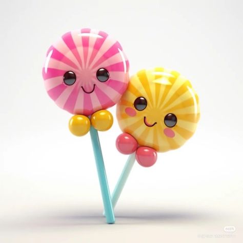 Winnie The Pooh Gif, Cute Lollipop, Charlie Chocolate Factory, Color Drawing Art, Candy Theme, Portrait Cartoon, Cute Snacks, Cute Food Drawings, Cute Simple Wallpapers