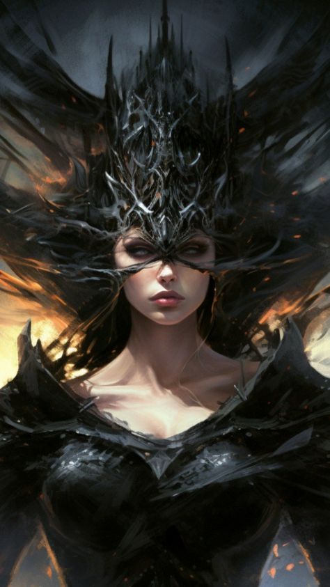 Dark queen art Dark Queen Art, Fae Queen, Shadow Queen, Goth Core, Fantasy Queen, Witch Queen, Goddess Aesthetic, Mind Palace, Hell Girl