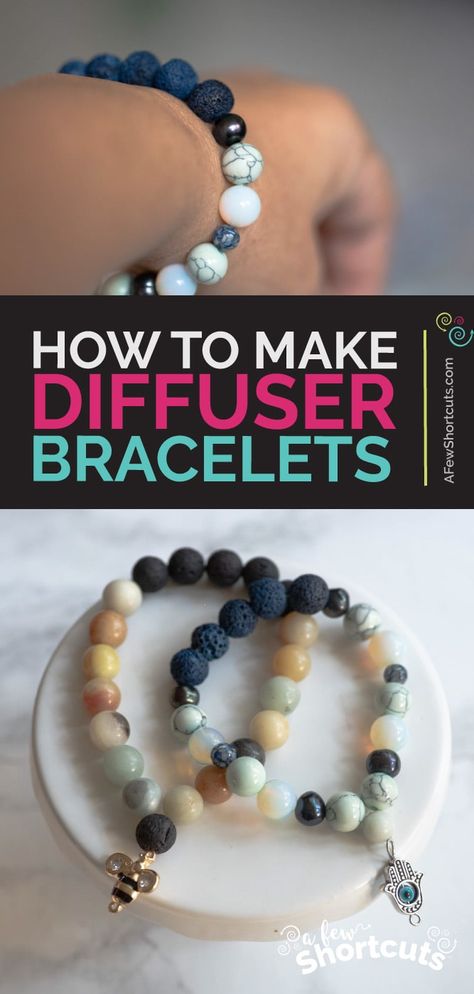 Take your essential oils with you everywhere. Learn How to Make a Diffuser Bracelet to where or give as a great gift. | @AFewShortcuts #diy #crafts #homemadechristmas #essentialoil #jewelry Essential Oil Bracelet Diy, Essential Oil Jewelry Diy, Diffuser Bracelet Diy, Diy Jewelry To Sell, Functional Jewelry, Essential Oil Bracelet, Essential Oil Jewelry, Lava Bead Bracelet, Diy Jewelry Inspiration