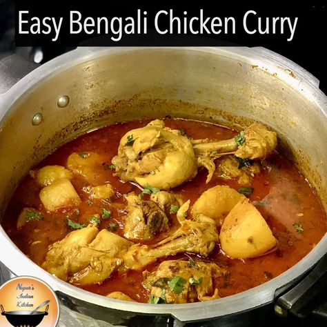 How to make Bengali Chicken Curry using a pressure cooker Bengali Chicken, South Indian Chicken Curry, Chicken Handi, Indian Chicken Curry, Curry Food, Restaurant Style Recipes, Jeera Rice, Using A Pressure Cooker, Indian Chicken