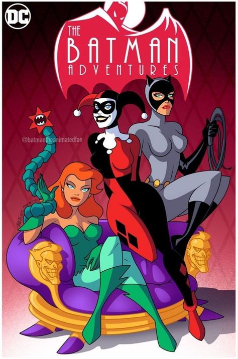 Dcau Style, Harley Quinn Merchandise, Gotham Sirens, Batman Adventures, Poison Ivy Dc Comics, Batman Animated, Female Villains, Harley Quinn Artwork, Batman Poster