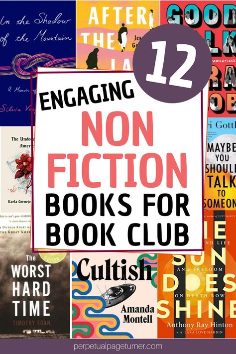 collage of book covers with text overlay that says 12 engaging non-fiction books for book club Books For Book Club, Best Non Fiction Books, Book Club Recommendations, Fiction Books To Read, Best Biographies, Feel Good Books, Book Club Reads, Book Wishlist, Non Fiction Books