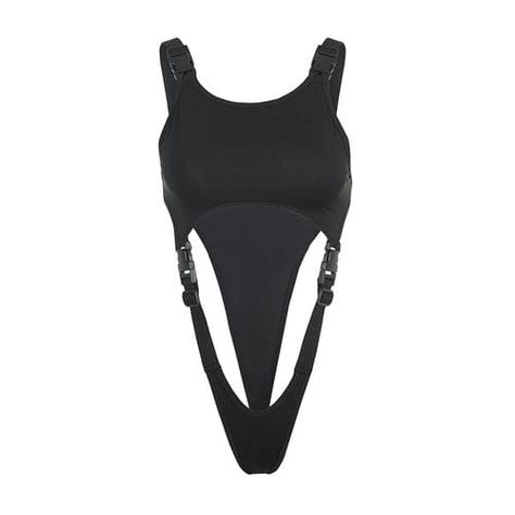 Black Buckle Hollow Out Bodysuit ON124 Sporty Swimsuit, Sporty Swim, Rave Bodysuit, Body Noir, Swimsuits Sporty, Active Swimwear, Strap Bodysuit, Athletic Swimwear, Black Y2k