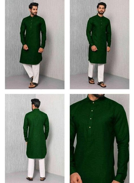 "Give yourself a best ethnic look by wearing this Kurta. Made of rich cotton blend fabric this regular-fit set comprises a full-sleeved Indian kurta This outfit with mojris will look apart on special occasions. Metal : Cotton Color : Green Sleeves : Long Pockets : Available As per standard, for best loose fitting 6 inches gap should be there between actual chest size and shirt chest size Size chart is below Men's Sizes Actual Body Chest - Ready Shirt Chest i Add 6\" Inches Lose Fitting Fabric Ar Kurta With Pants Party Wear, Long Shirt Men, Party Wear Kurta, African Suit, Suit Man, Kurta Cotton, Designer Kurta, Kurta Men, Mens Kurta