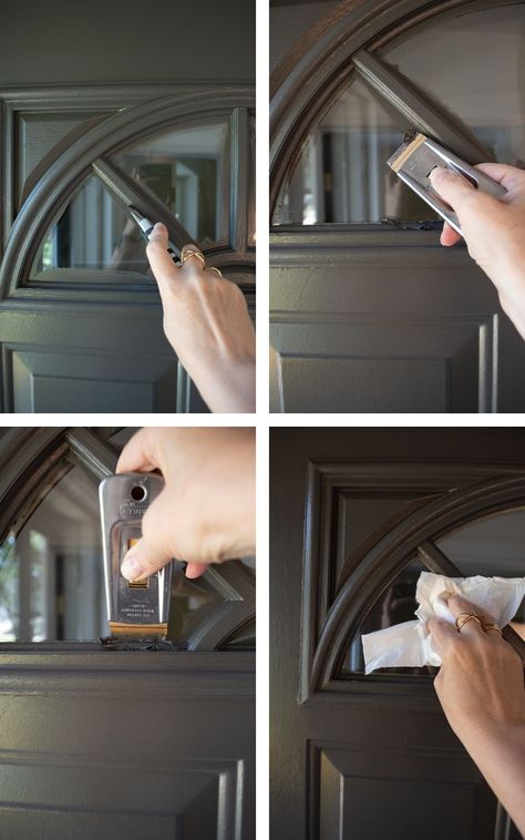 How To Paint A Front Door - Salvaged Inspirations Painting Outside Door, Front Door Refresh, Painting Steel Front Door, Painting Front Door Black, Paint Front Door Diy, Painting A Front Door, Paint A Front Door, How To Paint A Front Door, Front Door Transformation