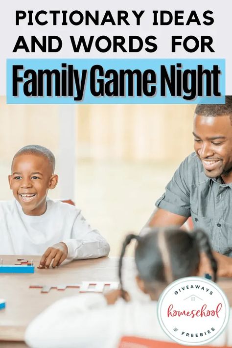 Explore these pictionary ideas and words for family game night to kick start the family bonding fun. Pictionary Ideas, Pictionary For Kids, Pictionary Words, Homeschool Freebies, Guess The Word, Family Fun Night, Family Bonding, Spelling Words, Education English