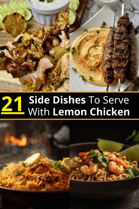 What to Serve With Lemon Chicken Sides For Lemon Chicken, Lemon Pepper Chicken Sides, Chicken Sides, Healthy Lemon Chicken, Greek Lemon Potatoes, Sides For Chicken, Lemon Chicken Pasta, Honey Roasted Carrots, Side Dishes For Chicken