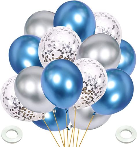 Blue And Silver Balloons, Blue Macaron, Balloons For Baby Shower, Silver Balloons, Balloon Illustration, Kitten Wallpaper, Logo Instagram, Birthday Background Images, Colorful Confetti