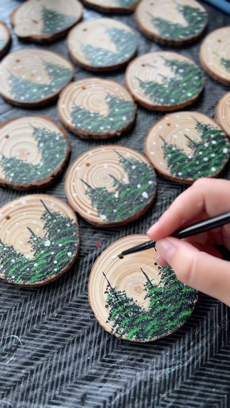 Soon enough we’ll be seeing snow hit those beautiful evergreens 🖤 • • • #pinetrees #pine #pinetree #trees #painting #handmade #handmadechristmas #handmadeornaments #ornaments #christmasornaments #christmastree #evergreen #forest #forestlovers #howtoreels #artreels #reels #smallbusiness #smallbiz #etsyshop #etsy #etsygifts #etsychristmas #solideogloria #weekend #shopsmall #christianshop #winteriscoming #artworks #artsy | Living Free Moments | Tony Anderson · Dreamlife Painting Evergreen Trees, Homemade Ornaments, Etsy Christmas, Evergreen Trees, Wood Slice Ornament, Handmade Ornaments, White Christmas, Tree Ornaments, Handmade Christmas