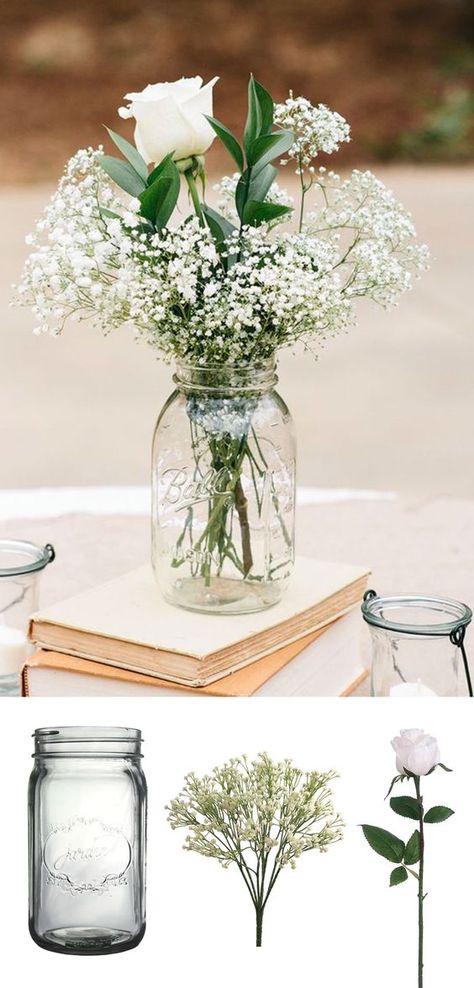 Inexpensive Wedding Centerpieces, Affordable Wedding Centerpieces, Deco Champetre, Boda Diy, Rustic Wedding Decorations, Simple Wedding Centerpieces, Inexpensive Wedding, Rustic Centerpieces, Mason Jar Centerpieces