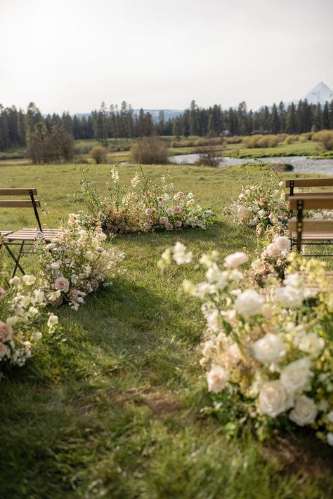 Our Work - Wedding Floral Arrangements — Brier & Ivy Wedding Ceremony Ground Flowers, Aisle Arrangements, Reception Florals, Wedding Floral Arrangements, Soft Pink Wedding, Floral Archway, Summer Shoot, Country Garden Weddings, Lake Side